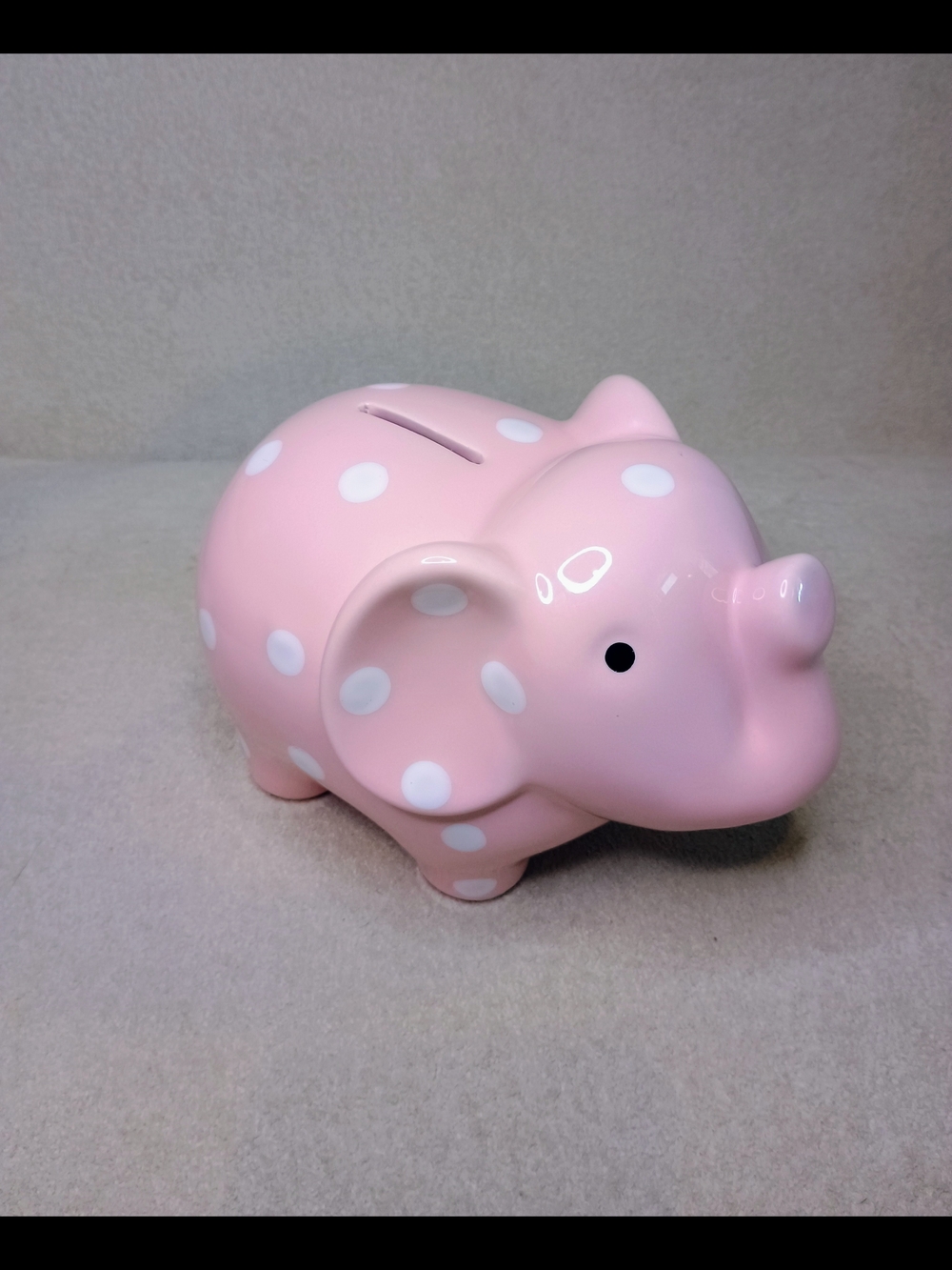 Child to Cherish Ceramic Elephant Piggy Bank Pink Polka Dots